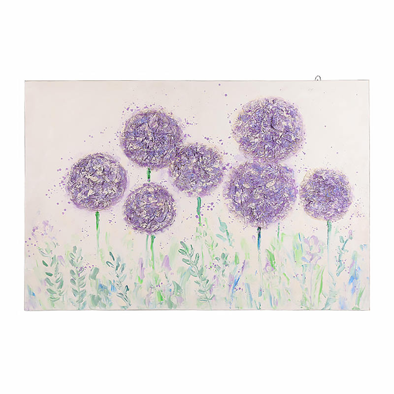 Pintura de decoración de pared de arte de lienzo de flores tridimensionales románticas púrpuras